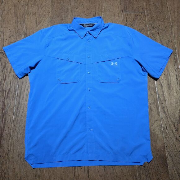 Under Armour Tide Chaser 2.0 Shirt Mens XL Blue Short Sleeve Vented Fishing - Picture 1 of 10